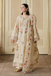 MARYAM HUSSAIN - 3PC LAWN EMBROIDERED SHIRT WITH KHADDI NET EMBROIDERED DUPATTA AND TROUSER - HZG3026