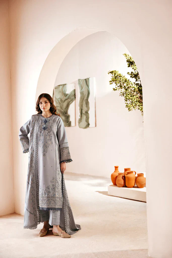 FLORENT - 3PC LAWN EMBROIDERED SHIRT WITH CHIFFON EMBROIDERED DUPATTA AND TROUSER - HZG2183