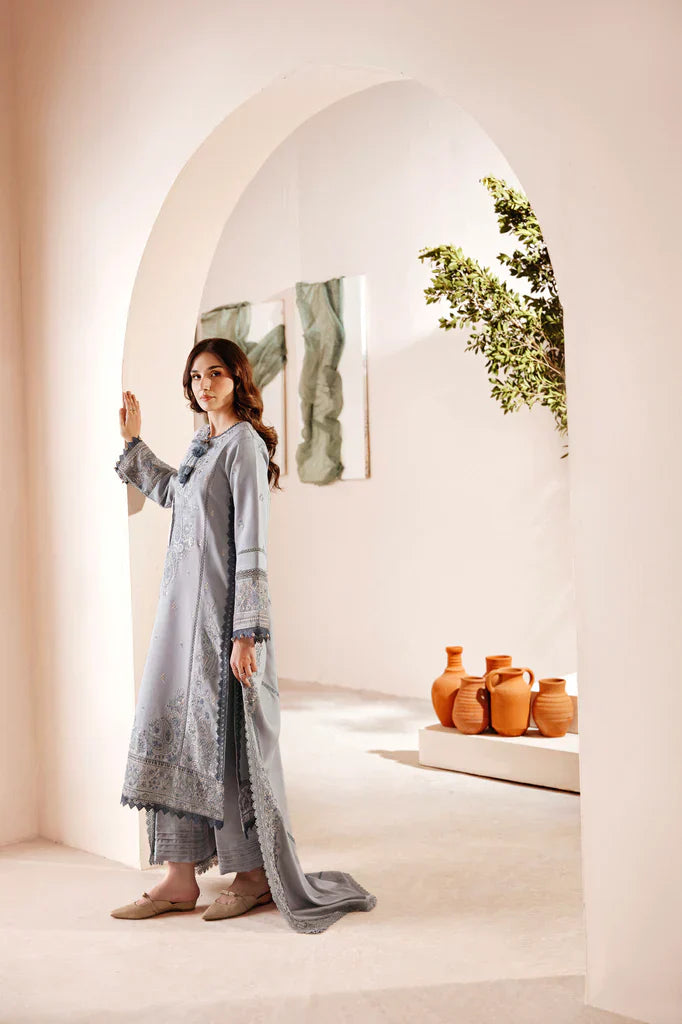FLORENT - 3PC LAWN EMBROIDERED SHIRT WITH CHIFFON EMBROIDERED DUPATTA AND TROUSER - HZG2183