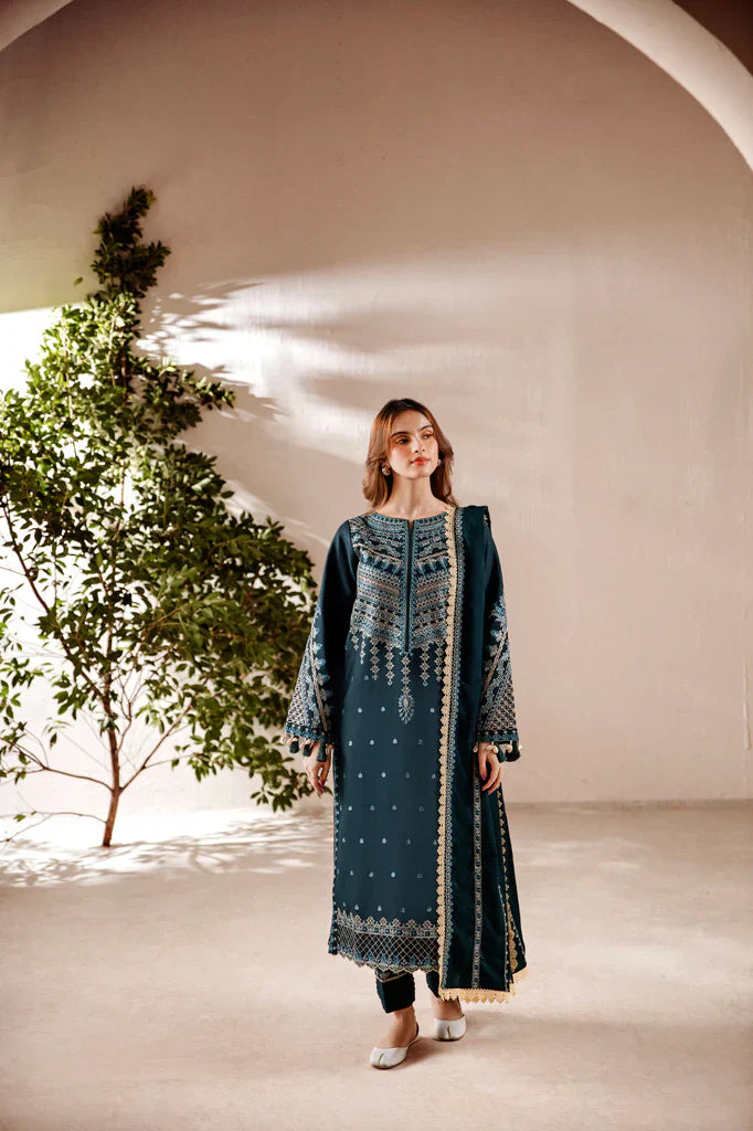 FLORENT - 3PC LAWN EMBROIDERED SHIRT WITH CHIFFON EMBROIDERED DUPATTA AND TROUSER - HZG1957