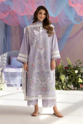 SOBIA NAZIR - 3PC LAWN CHIKANKAARI EMBROIDERED SHIRT WITH CHIFFON EMBROIDERED DUPATTA AND TROUSER - HZG2671