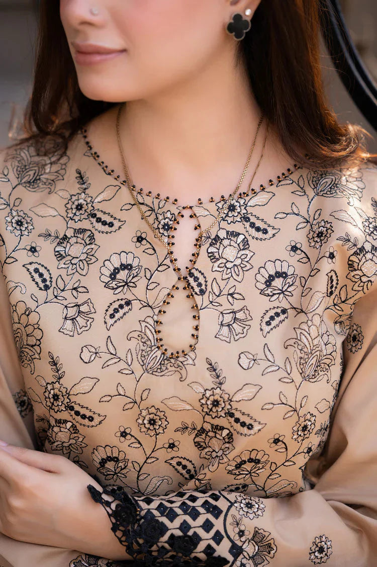 GARNET - 3PC DHANAK EMBROIDERED SHIRT WITH CHIFFON EMBROIDERED DUPATTA AND TROUSER - HZG2364