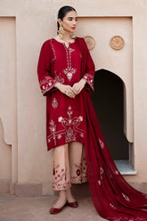 BATIK - 3PC DHANAK EMBROIDERED SHIRT WITH CHIFFON EMBROIDERED DUPATTA AND TROUSER - HZG1794