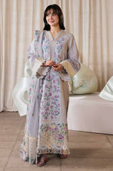 MARYAM HUSSAIN - 3PC LAWN EMBROIDERED SHIRT WITH KHADDI NET EMBROIDERED DUPATTA AND TROUSER - HZG3050