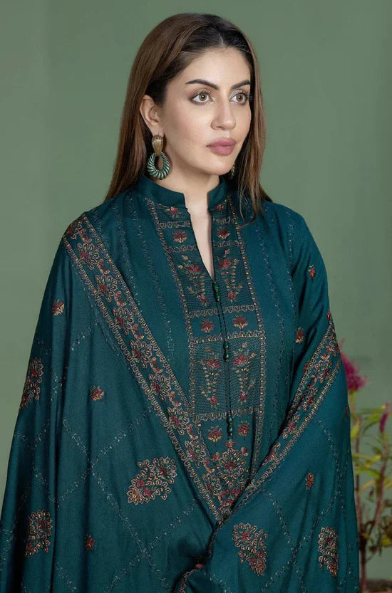 BAREEZE - 3PC DHANAK EMBROIDERED SHIRT WITH DHANAK EMBROIDERED DUPATTA AND TROUSER - HZU2534