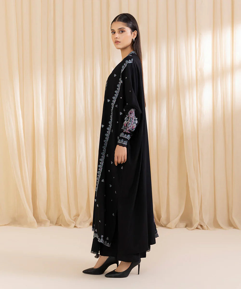 SAPPHIRE - 3PC DHANAK EMBROIDERED SHIRT WITH DHANAK EMBROIDERED DUPATTA AND TROUSER - HZG2353