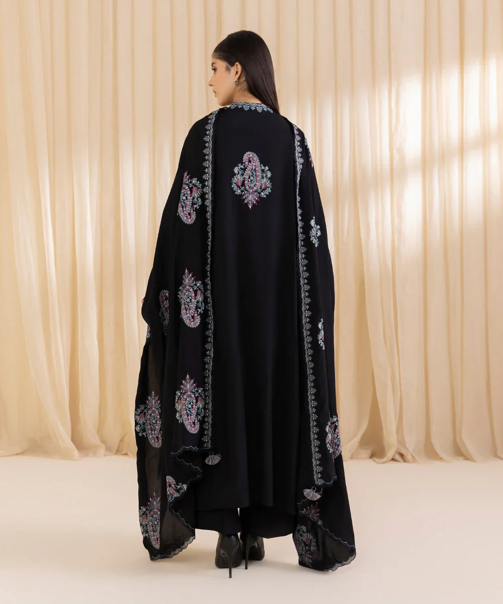 SAPPHIRE - 3PC DHANAK EMBROIDERED SHIRT WITH DHANAK EMBROIDERED DUPATTA AND TROUSER - HZG2353