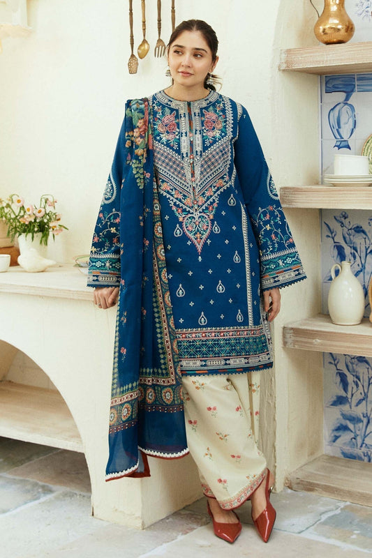 ZARA SHAH JAHAN - 3PC LAWN EMBROIDERED SHIRT WITH MANAAR PRINTED DUPATTA AND TROUSER - HZG1653