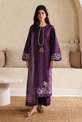 GARNET - 3PC LAWN EMBROIDERED SHIRT WITH CHIFFON PRINTED DUPATTA AND TROUSER - HZG2657