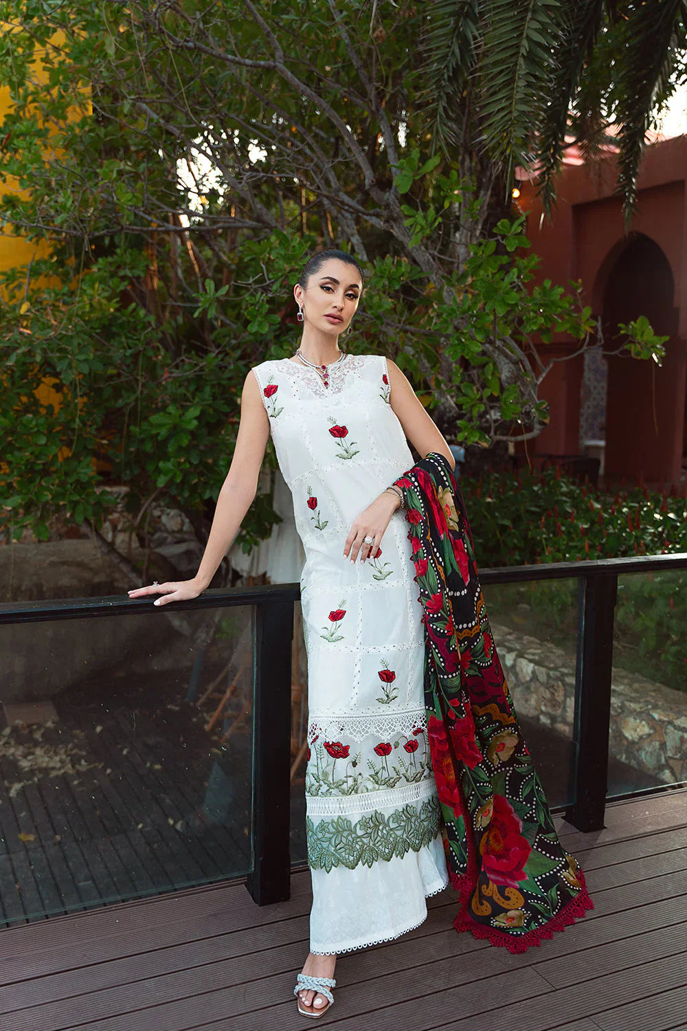 SAIRA RIZWAN - 3PC LAWN EMBROIDERED SHIRT WITH MANAAR PRINTED DUPATTA AND TROUSER - HZG1704