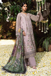 SAPPHIRE - 3PC DHANAK EMBROIDERED SHIRT WITH TWILL PRINTED SHAWL AND TROUSER - HZG2413