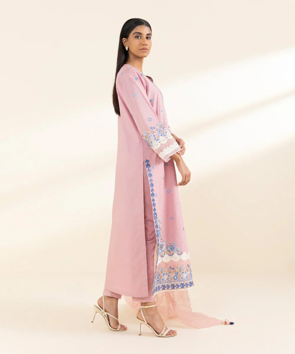 SAPPHIRE - 3PC LAWN EMBROIDERED SHIRT WITH DIAMOND DUPATTA AND TROUSER - HZG2073