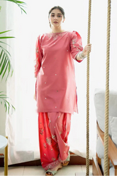 URGE - 2PC DHANAK EMBROIDERED SHIRT WITH EMBROIDERED TROUSER - HZG2605
