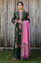 ZARA SHAH JAHAN - 3PC KHADDAR EMBROIDERD SHIRT WITH  PASHMINA PRINTED SHAWL AND TROUSER - HZG1347