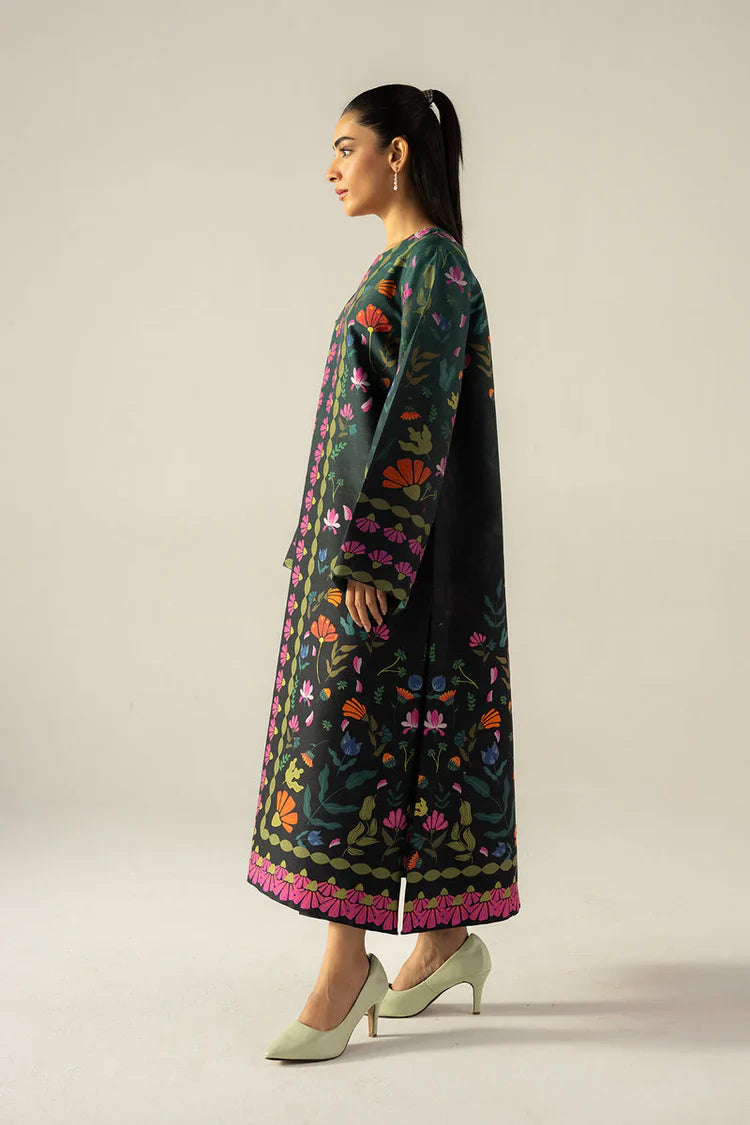 ETHNC - 2PC SILK PRINTED SHIRT WITH SILK PRINTED TROUSER - HZU2500