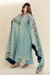 ZAIB - 3PC LAWN EMBROIDERED SHIRT WITH CHIFFON EMBROIDERED DUPATTA AND TROUSER - HZG3052