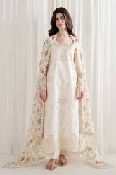 ZAIB - 3PC LAWN EMBROIDERED SHIRT WITH SILK PRINTED DUPATTA AND TROUSER - HZG3024