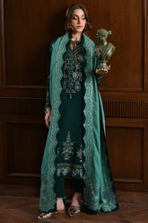 BATIK - 3PC DHANAK EMBROIDERED SHIRT WITH DHANAK EMBROIDERED SHAWL AND TROUSER - HZU2525