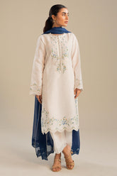 ZARA SHAHJAHAN- 3PC DHANAK EMBROIDERED SHIRT WITH CHIFFON EMBROIDERED DUPATTA AND TROUSER - HZG3114