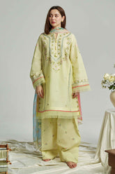 ZARA SHAH JAHAN - 3PC LAWN EMBROIDERED SHIRT WITH CHIFFON PRINTED DUPATTA AND TROUSER - HZG2819