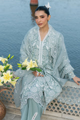 CROSS STITCH - 3PC LAWN EMBROIDERED SHIRT WITH KHADI NET EMBROIDERED DUPATTA AND TROUSER - HZG2249