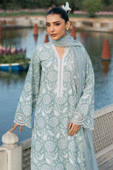 CROSS STITCH - 3PC LAWN EMBROIDERED SHIRT WITH KHADI NET EMBROIDERED DUPATTA AND TROUSER - HZG2249