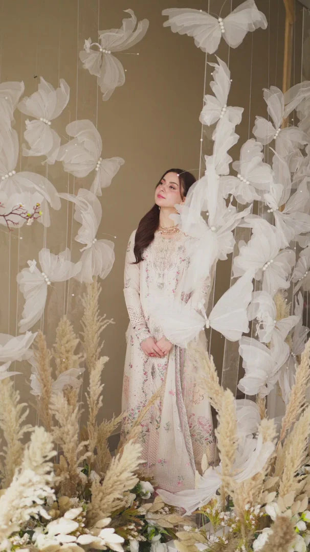 QALAMKAR - 3PC LAWN EMBROIDERED SHIRT WITH COTTON NET EMBROIDERED DUPATTA AND TROUSER - HZG2301