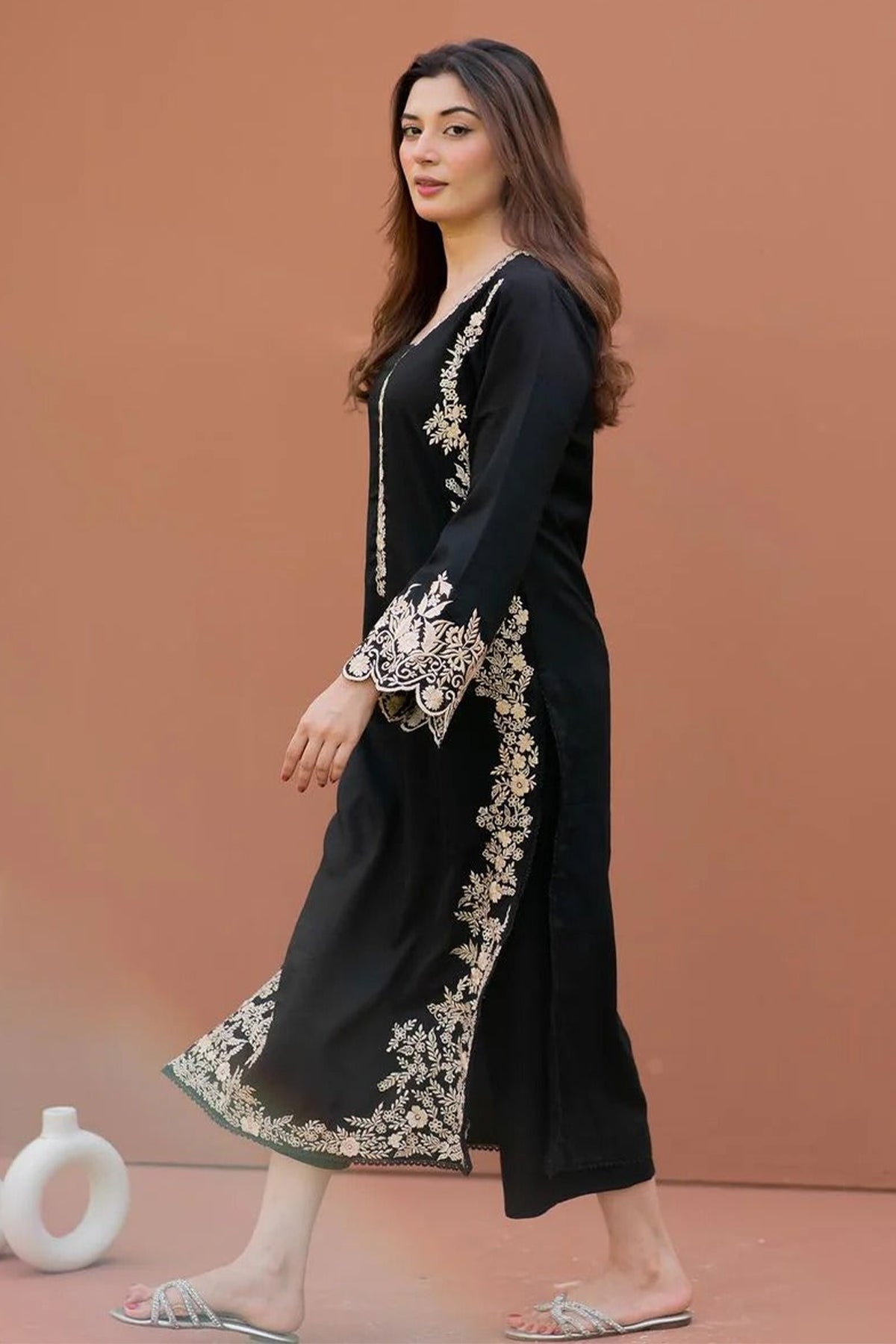 MARIA B - 2PC DHANAK EMBROIDERED SHIRT AND TROUSER - HZG1621