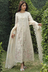 QALAMKAR - 3PC LAWN CHIKANKAARI EMBROIDERED SHIRT WITH KHADI NET EMBROIDERED DUPATTA AND TROUSER - HZG2706