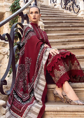 MARIA B - 3PC DHANAK EMBROIDERED SHIRT WITH TWILL PRINTED SHAWL AND TROUSER - HZG1482