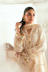 QALAMKAR - 3PC LAWN EMBROIDERED SHIRT WITH KHADI NET EMBROIDERED DUPATTA AND TROUSER - HZG2635