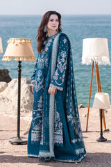 QALAMKAR - 3PC LAWN SEQUIN EMBROIDERED SHIRT WITH COTTON NET EMBROIDERED DUPATTA AND TROUSER - HZG2703