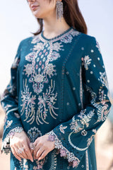 QALAMKAR - 3PC DHANAK SEQUIN EMBROIDERED SHIRT WITH CHIFFON EMBROIDERED DUPATTA AND TROUSER - HZG1740