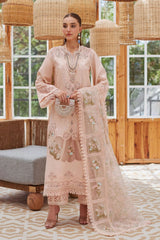 CRIMSON - 3PC LAWN EMBROIDERED SHIRT WITH CHIFFON PRINTED DUPATTA AND TROUSER - HZG2712