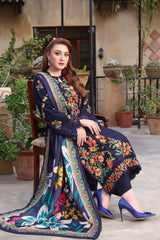 ASIM JOFA - 3PC LAWN EMBROIDERED SHIRT WITH CHIFFON PRINTED DUPATTA AND TROUSER - HZG2638