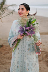 QALAMKAR - 3PC LAWN EMBROIDERED SHIRT WITH KHADI NET EMBROIDERED DUPATTA AND TROUSER - HZG2787