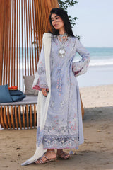 QALAMKAR - 3PC LAWN CHIKANKAARI EMBROIDERED SHIRT WITH KHADDI NET EMBROIDERED DUPATTA AND TROUSER - HZG2773