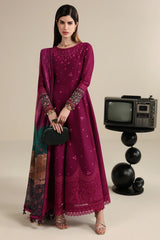 JAZMIN - 3PC LAWN EMBROIDERED FROCK WITH MANAAR PRINTED DUPATTA AND TROUSER - HZG3004