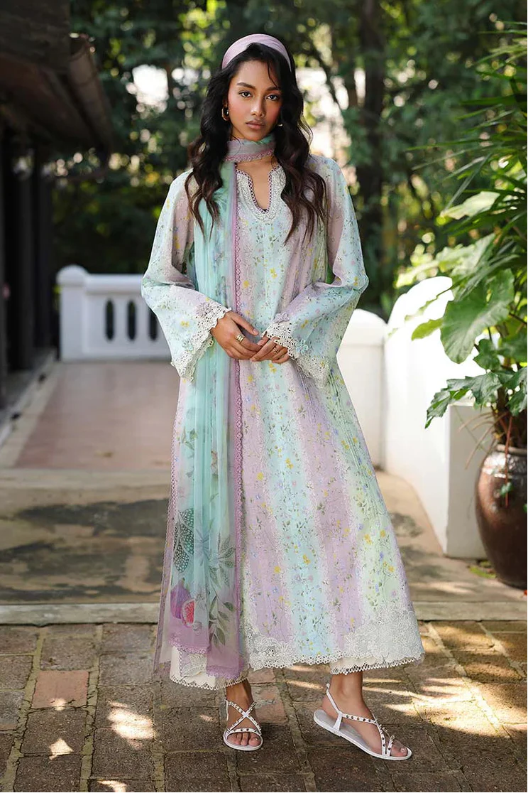 QALAMKAR - 3PC LAWN PRINTED SHIRT WITH SILK PRINTED DUPATTA AND TROUSER - HZG2984