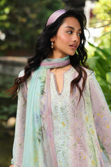 QALAMKAR - 3PC LAWN PRINTED SHIRT WITH SILK PRINTED DUPATTA AND TROUSER - HZG2984