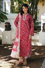 QALAMKAR - 3PC LAWN PRINTED SHIRT WITH SILK PRINTED DUPATTA AND TROUSER - HZG2915