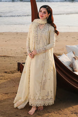 QALAMKAR - 3PC LAWN CHIKANKAARI EMBROIDERED SHIRT WITH CHIFFON EMBROIDERED DUPATTA AND TROUSER - HZG2626