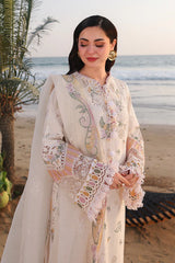 QALAMKAR - 3PC LAWN EMBROIDERED SHIRT WITH KHADDI NET EMBROIDERED DUPATTA AND TROUSER - HZG2885