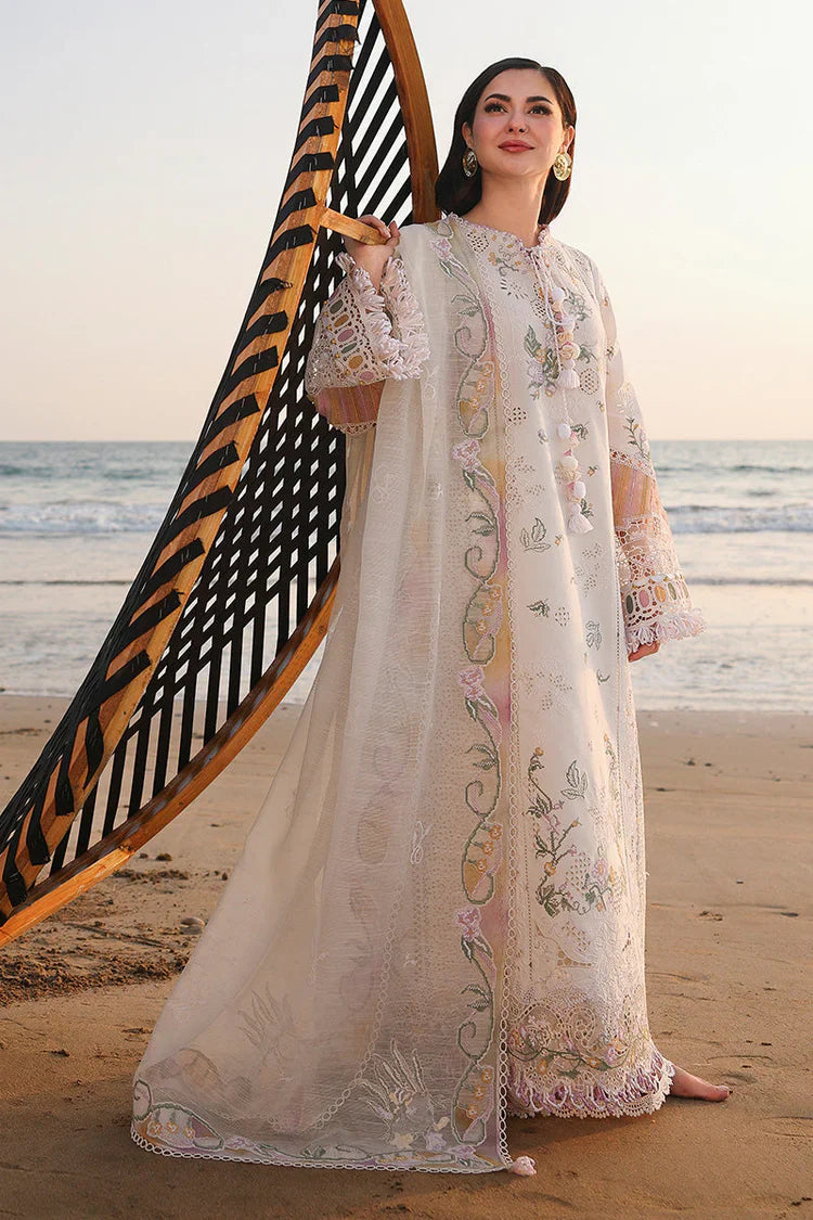 QALAMKAR - 3PC LAWN EMBROIDERED SHIRT WITH KHADDI NET EMBROIDERED DUPATTA AND TROUSER - HZG2885