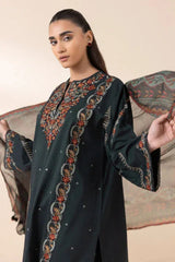SAPPHIRE - 3PC LAWN EMBROIDERED SHIRT WITH MANAAR PRINTED DUPATTA AND TROUSER - HZG2182