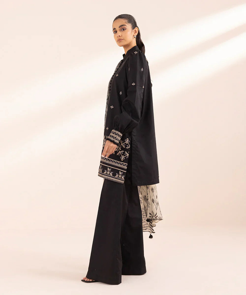 SAPPHIRE - 3PC LAWN EMBROIDERED SHIRT WITH PRINTED DUPATTA AND TROUSER - HZG1734