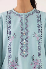 SAPPHIRE - 3PC DHANAK EMBROIDERED SHIRT WITH TWILL PRINTED SHAWL AND TROUSER - HZU2489