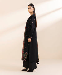 SAPPHIRE - 3PC DHANAK EMBROIDERED SHIRT WITH TWILL PRINTED SHAWL  AND TROUSER - HZG2015