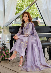 ELAF - 3PC LAWN LASEROWKR EMBROIDERED SHIRT WITH KHADDI NET EMBROIDERED DUPATTA AND TROUSER - HZG2850