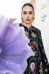 MARIA B - 3PC LAWN EMBROIDERED PRINTED SHIRT WITH CHIFFON PRINTED DUPATTA AND TROUSER - HZG2672